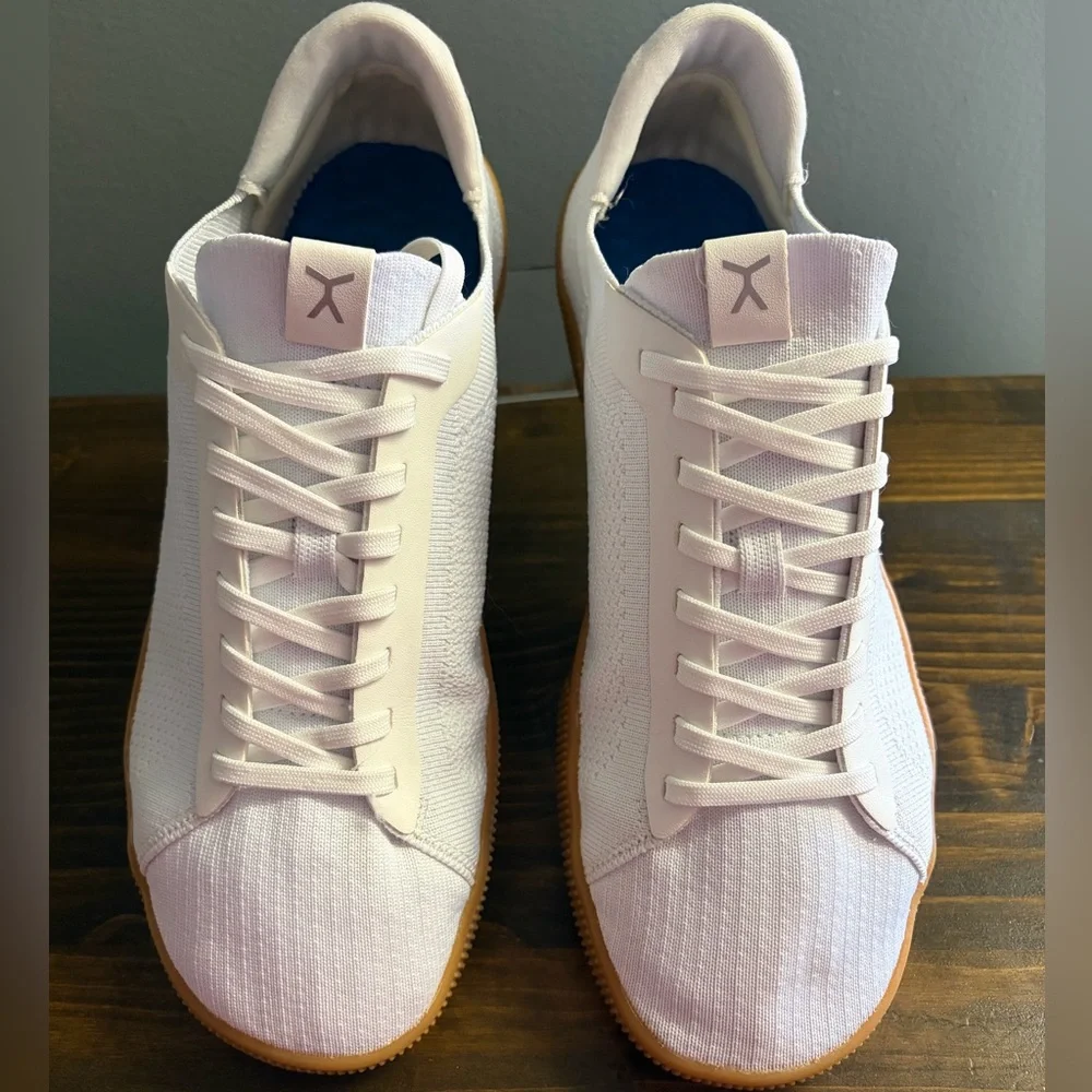 Flux footwear Adapt Knit Trainer White with Gum Sole Textured Comfort Insole